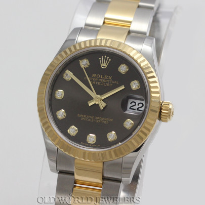 Rolex MidSize Datejust Ref 278273 Steel 18K Gold Grey Diamond Dial
